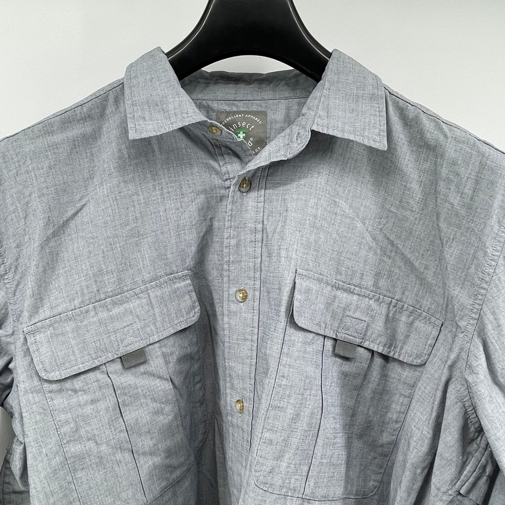Insect Shield‎ Repellent Apparel Shirt Men XL Gray Vented Outdoor Fishing